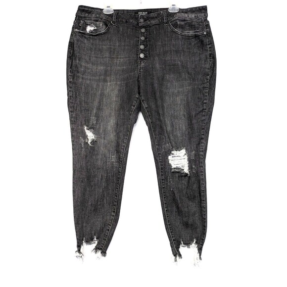Judy Blue Jeans Womens 22W Skinny Fit Black Button Fly Deconstructed - Picture 1 of 15